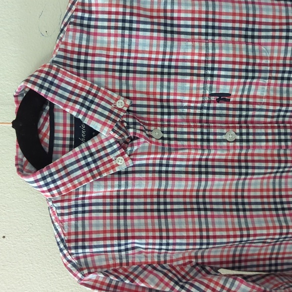 Johnnie-O Boys Plaid Button-Down Shirt Red White Blue 100% Pima Cotton Size 8 - Picture 2 of 5